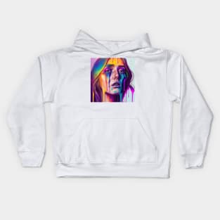 What are you looking at? - Emotionally Fluid Collection - Psychedelic Paint Drip Portraits Kids Hoodie